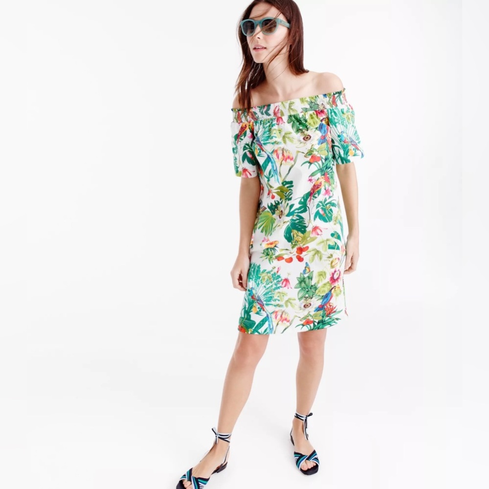 J. Crew Ratti Wild fabric off shoulder dress in 6P